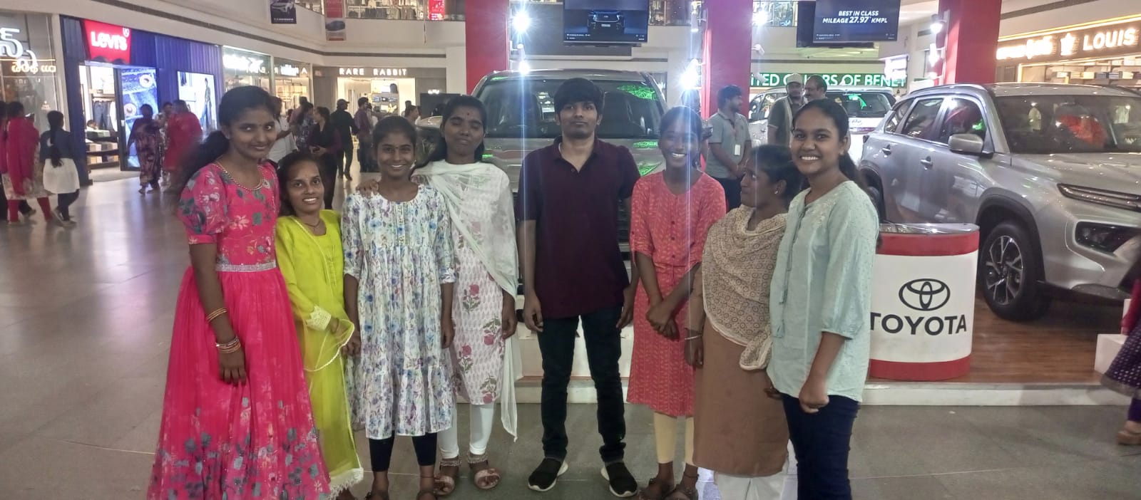 Sugumar S with his visually challenged students at Chakshumathi Ram Parivar technohostel in Vijayawada